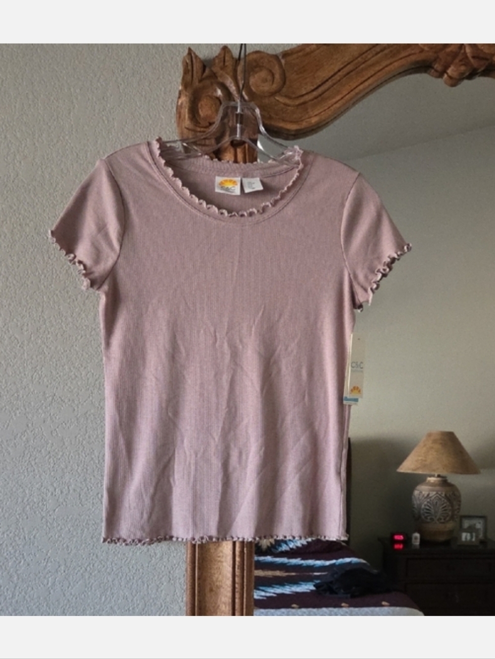 C&C California NWT Dusty Mauve Lettuce-Trim Short Sleeve Tee